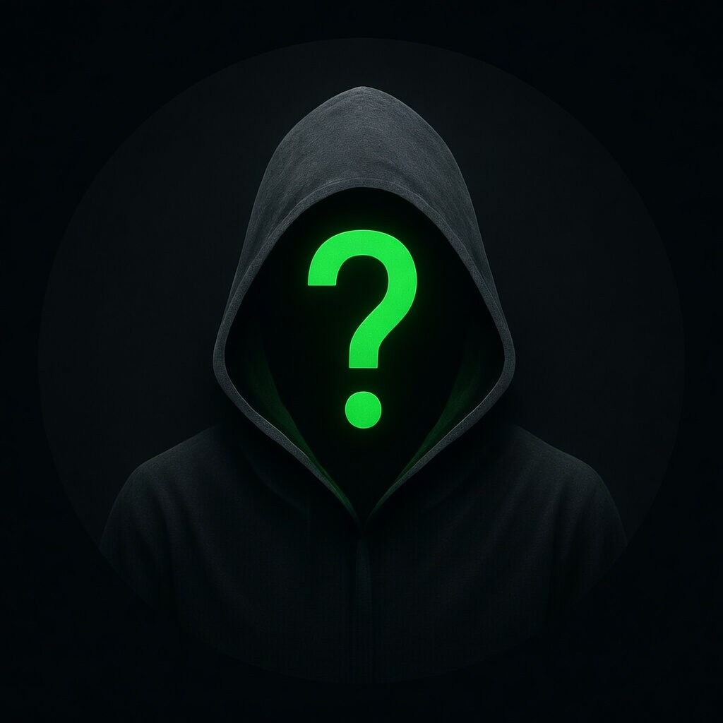 Unknown Units insignia: hooded figure with a neon green question mark